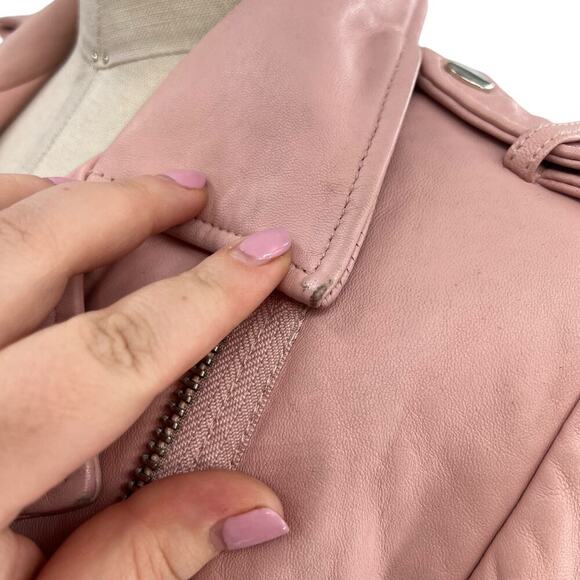 Dylan Gray Leather Moto Jacket Blush Pink Zip Front Size XS - Picture 7 of 16